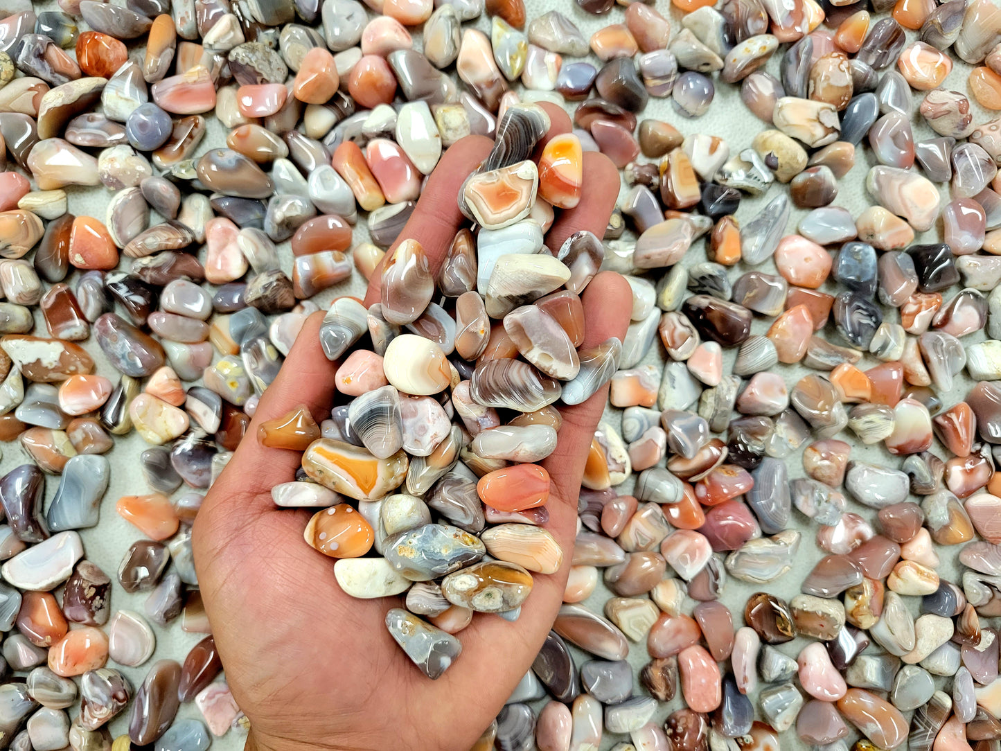 Tumbled Pink Botswana Agate Crystal Stones - Size Small 1/4 inch to 1 inch
