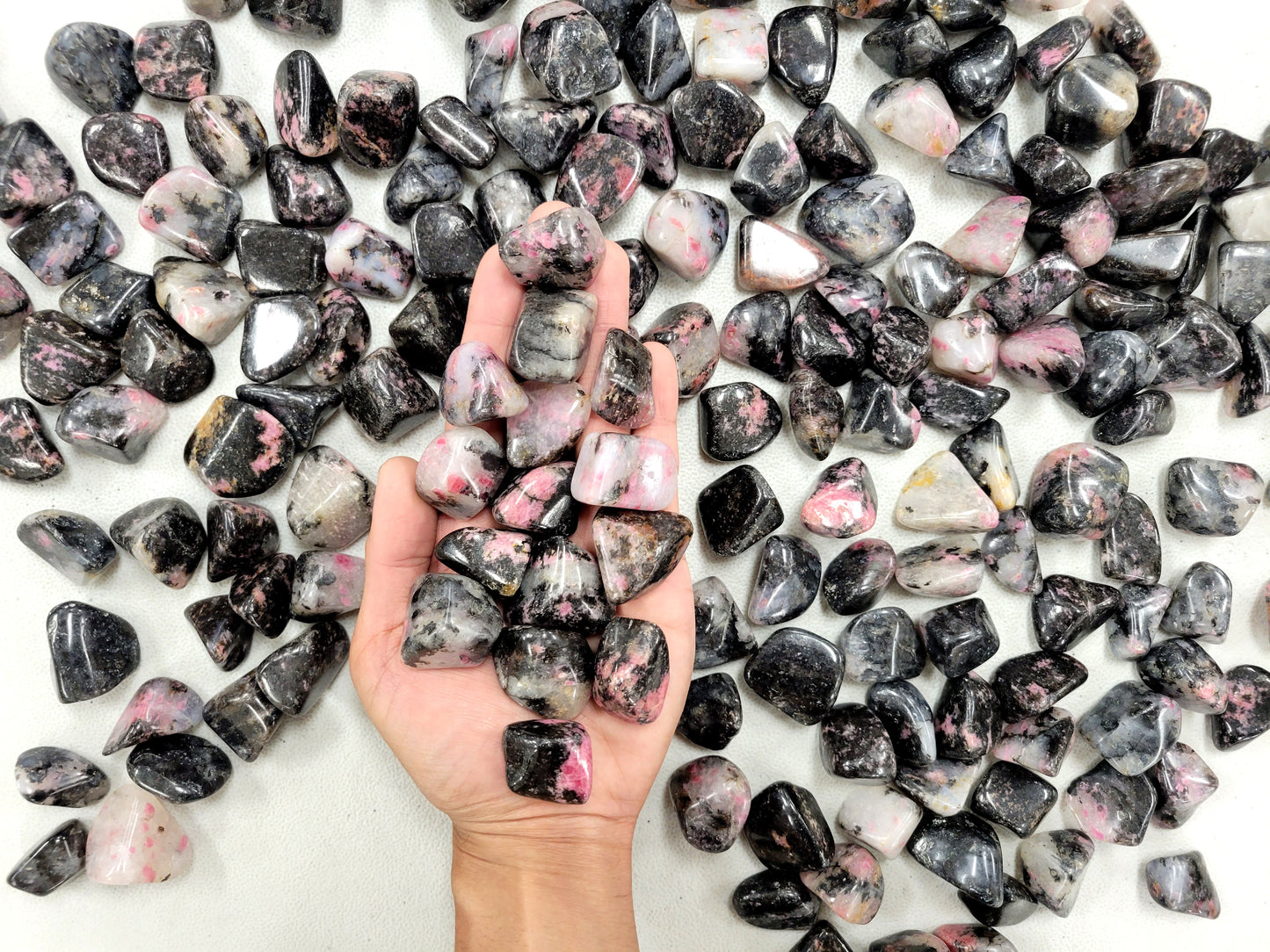 Tumbled Rhodonite Crystals Bulk from Madagascar