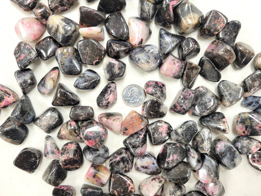 Tumbled Rhodonite Crystals Bulk from Madagascar