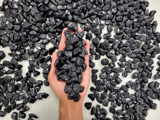 Small Tumbled Black Tourmaline Crystal Stones - 1/4 inch to 1/2 inch