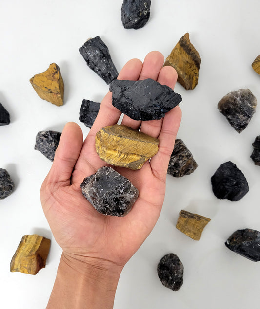 Grounding Crystals Set - Tourmaline, Smoky Quartz, Tiger's Eye