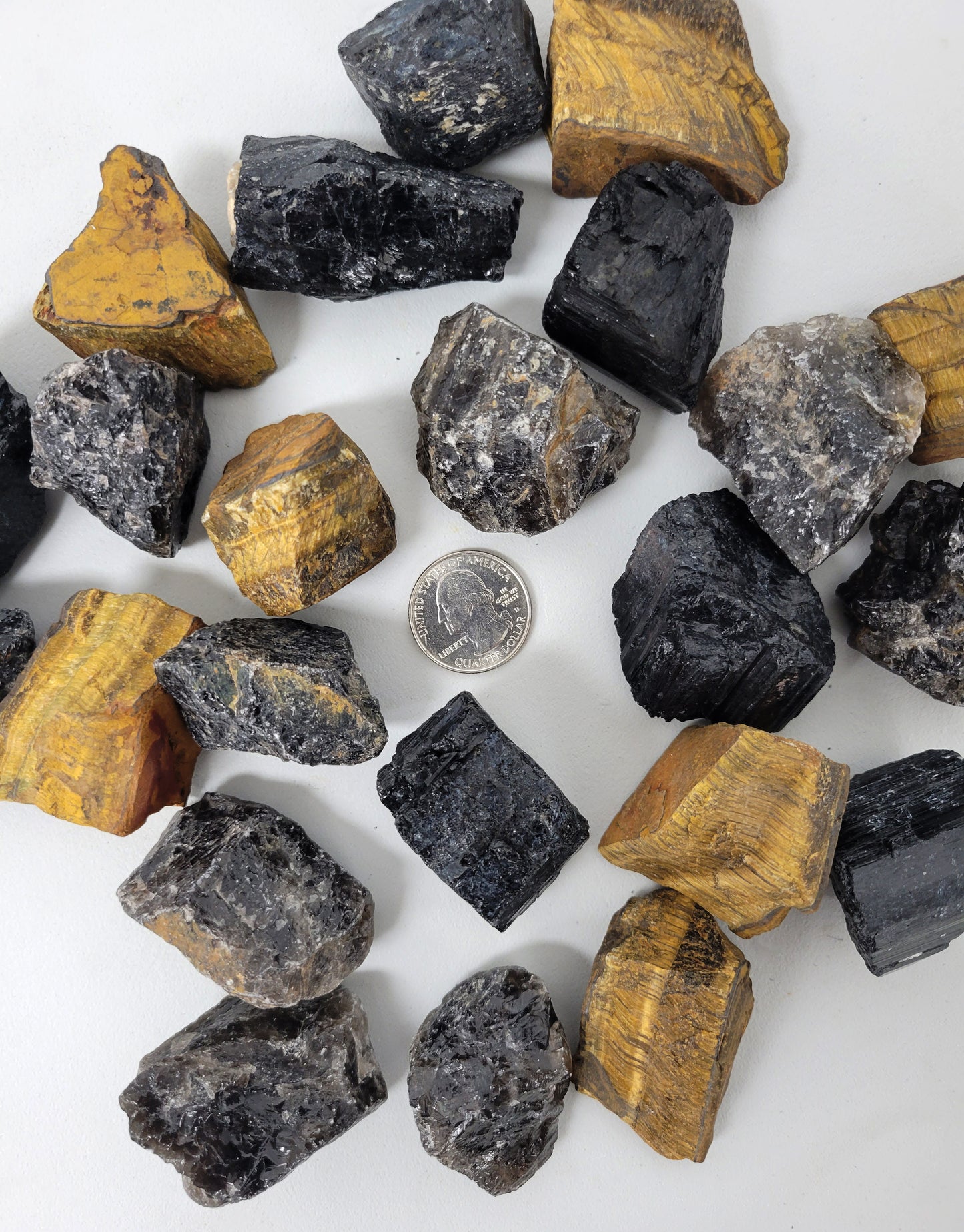 Grounding Crystals Set - Tourmaline, Smoky Quartz, Tiger's Eye