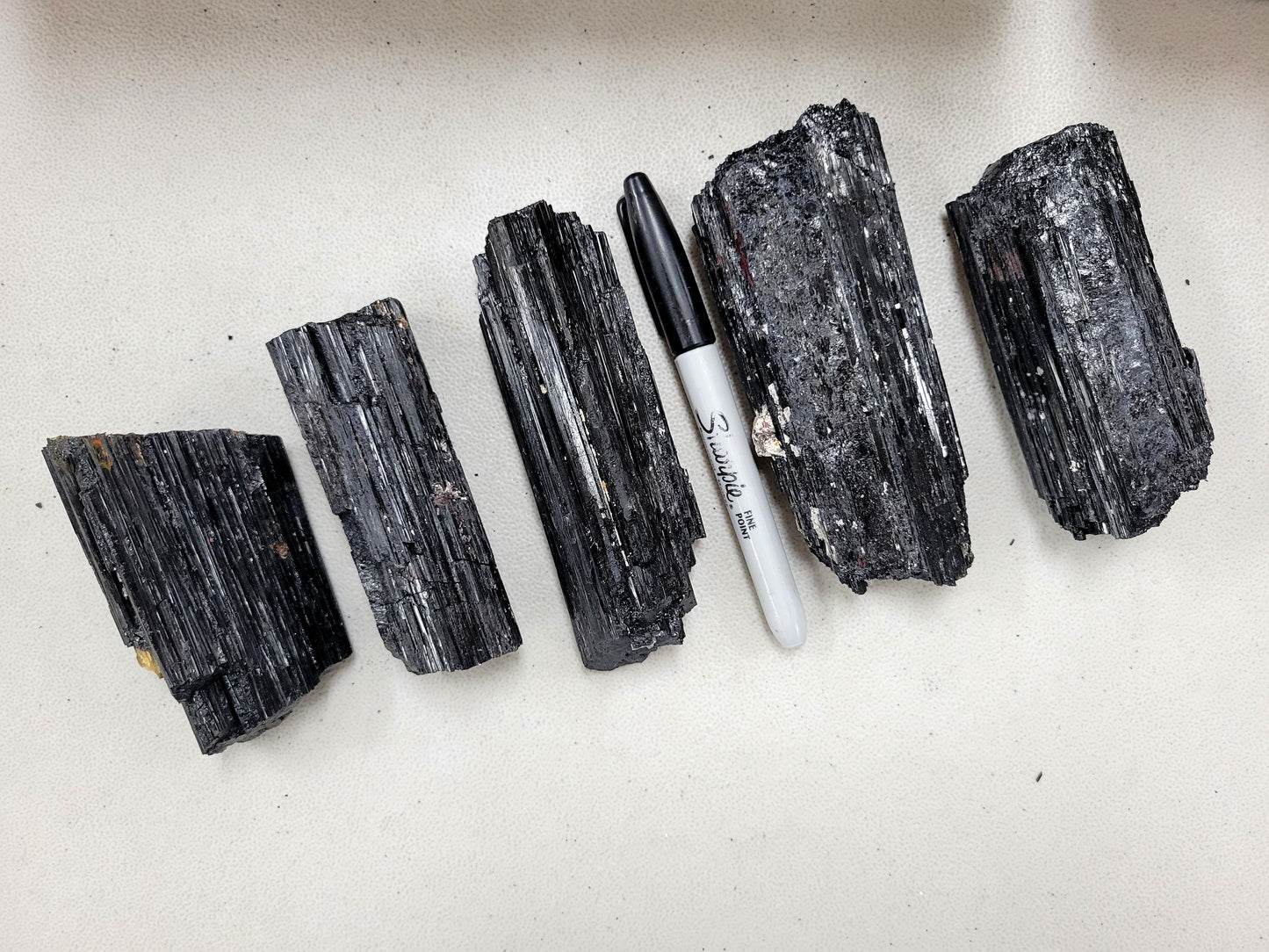 Large Raw Haystack Black Tourmaline Crystal Logs