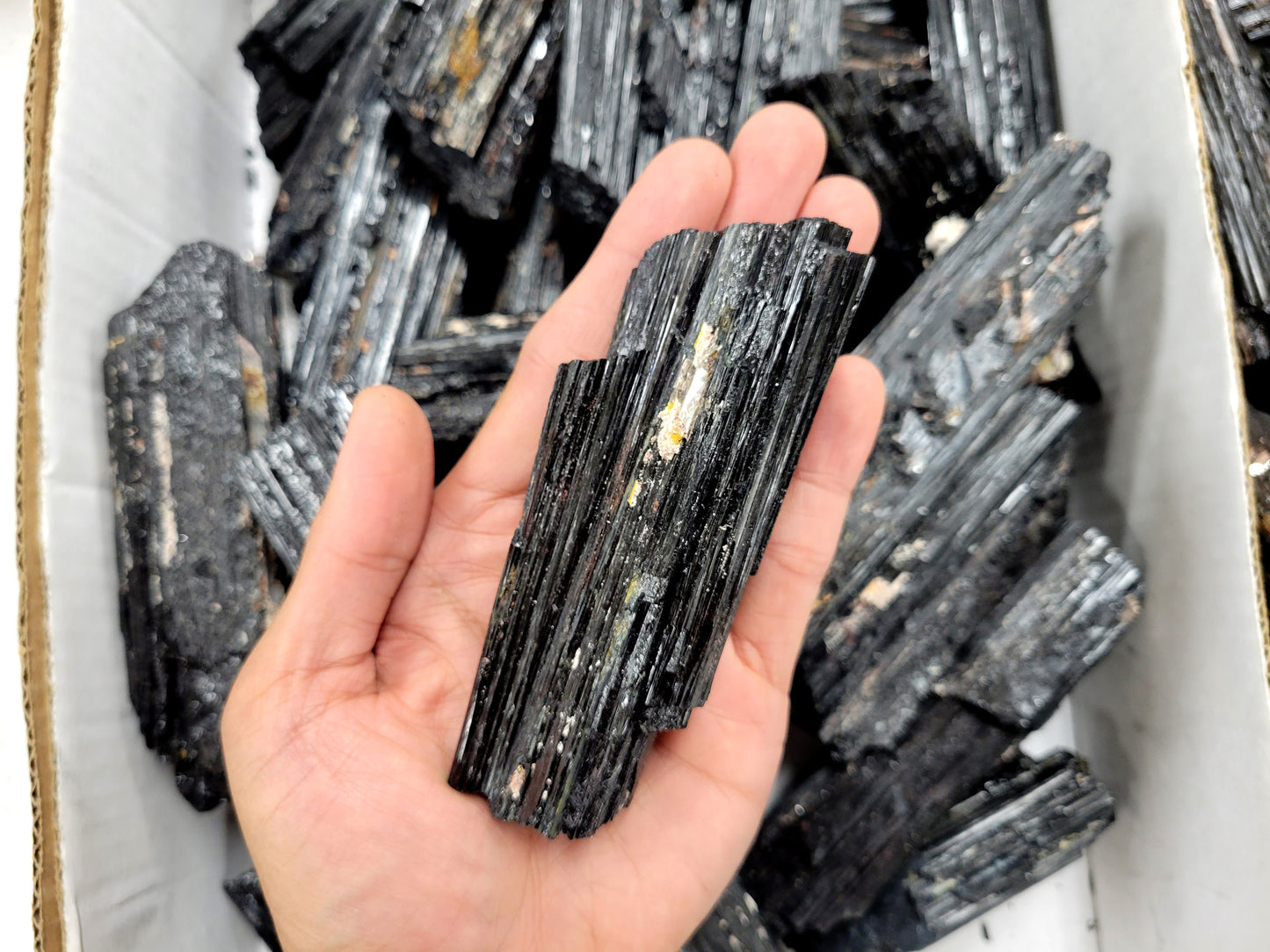 Large Raw Haystack Black Tourmaline Crystal Logs