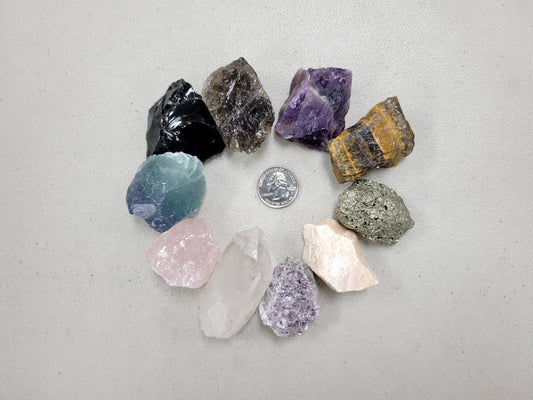10 Piece Raw Healing Crystals Starter Set