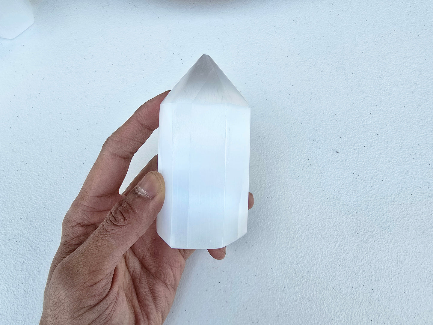 4 INCH Selenite Crystal Tower Point Smooth Polished Obelisk