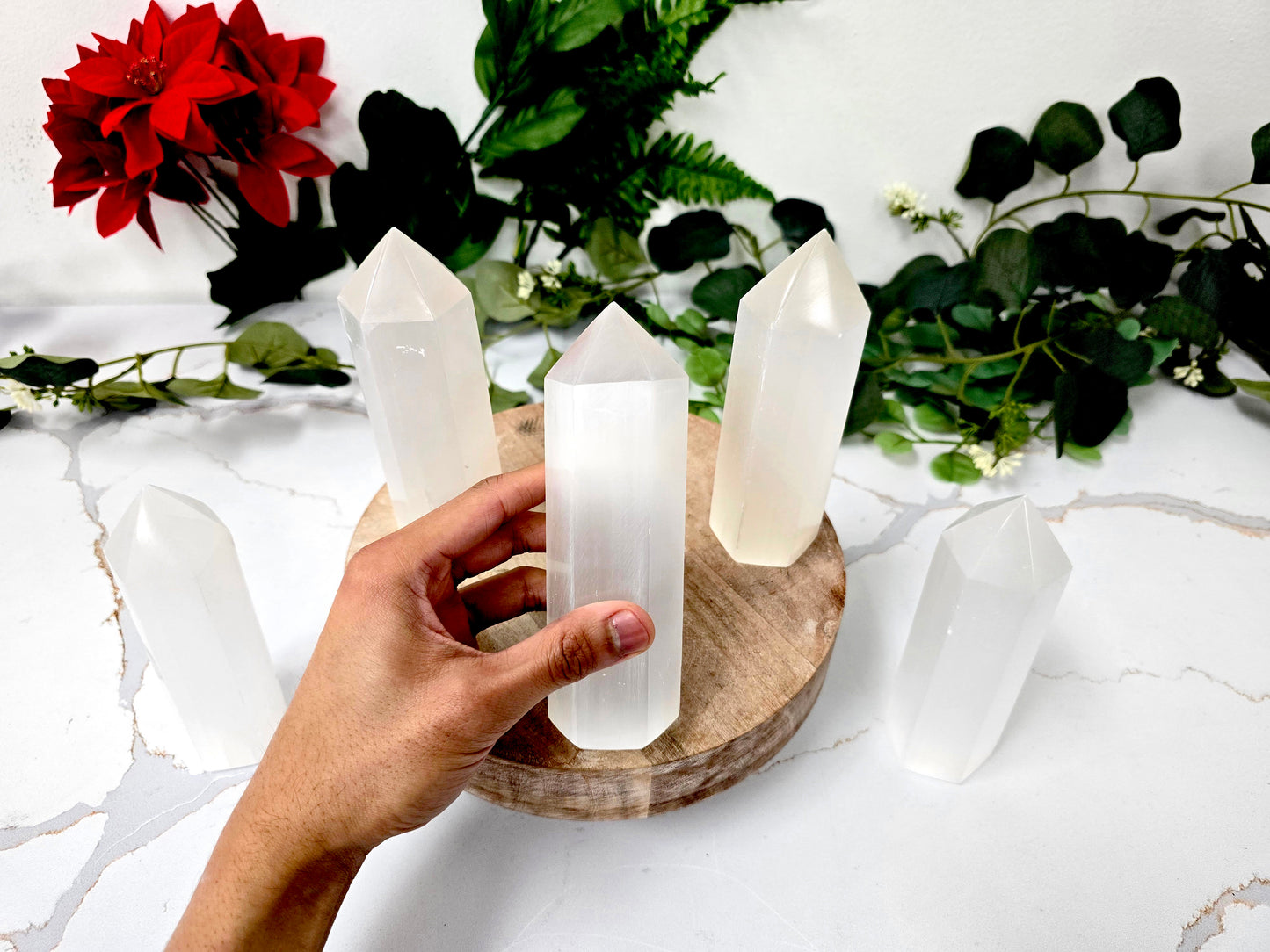 6 Inch Selenite Crystal Tower Point Generator Obelisk