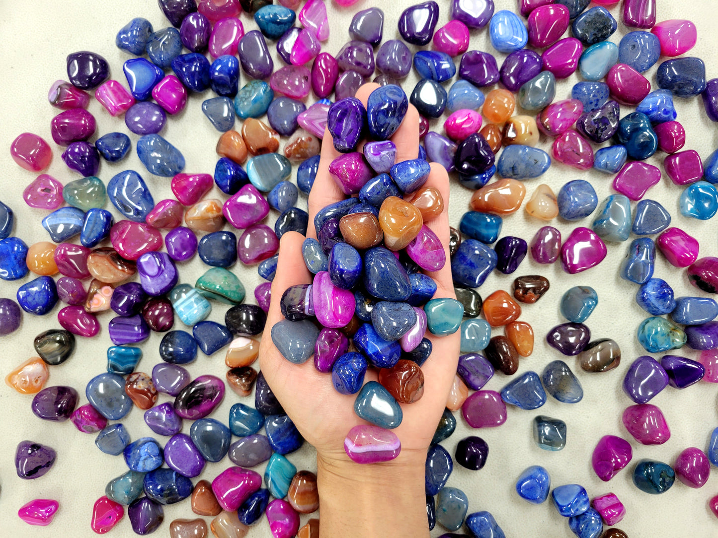 Dyed Agate Tumbled Stones Assorted Mix Polished Crystals