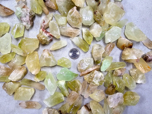 Green Calcite Crystals Raw Rough Stones