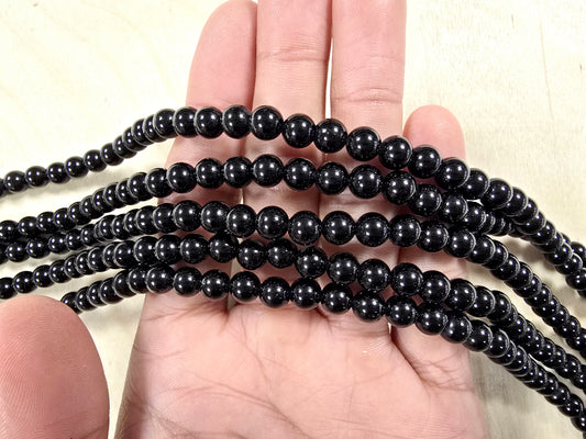 Obsidian Round Beads in 16 inch Strand Smooth Glossy Finish