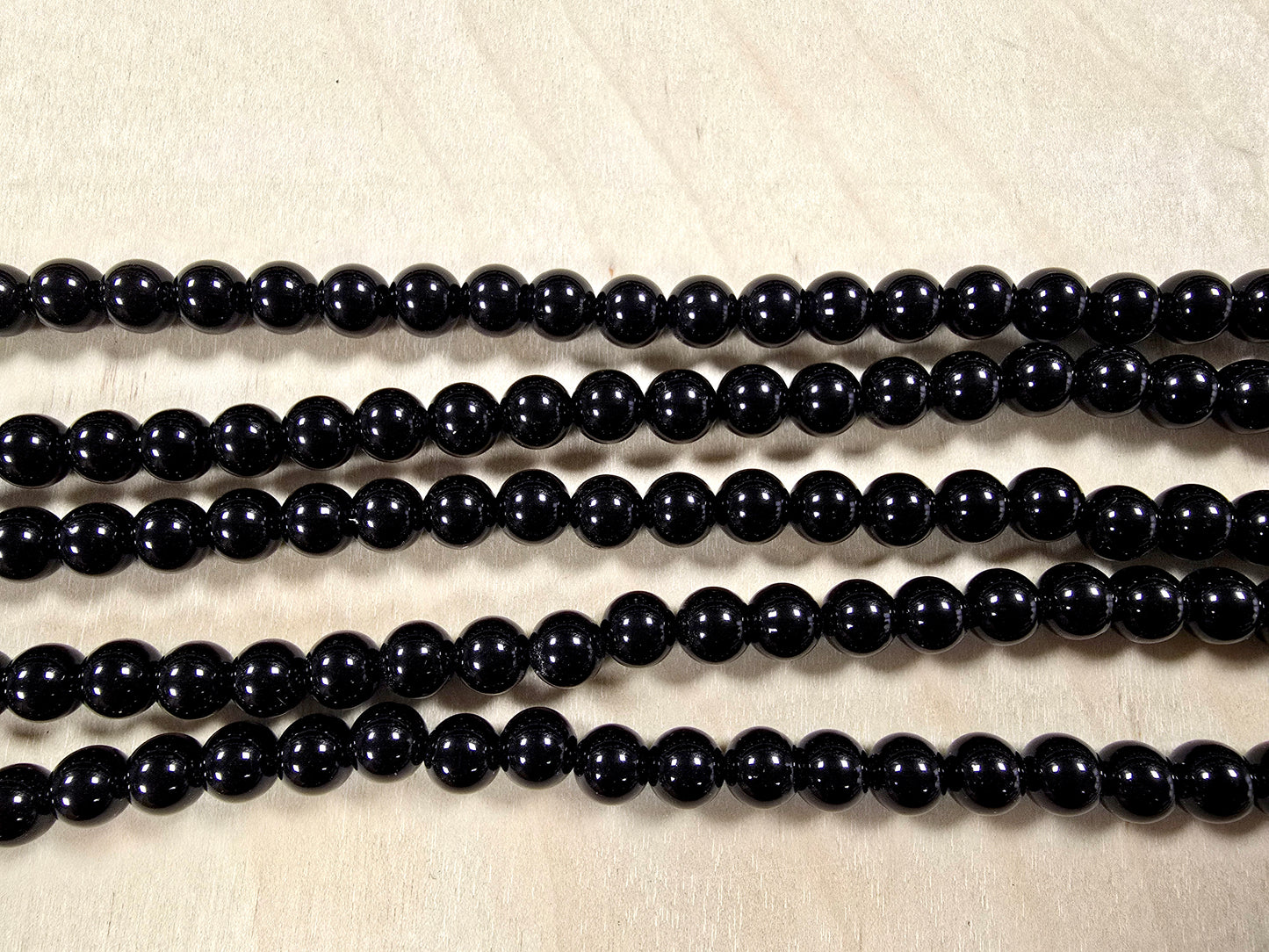 Obsidian Round Beads in 16 inch Strand Smooth Glossy Finish