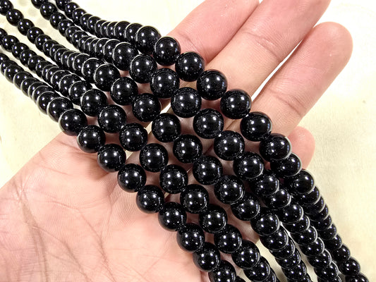 Obsidian Round Beads in 16 inch Strand Smooth Glossy Finish