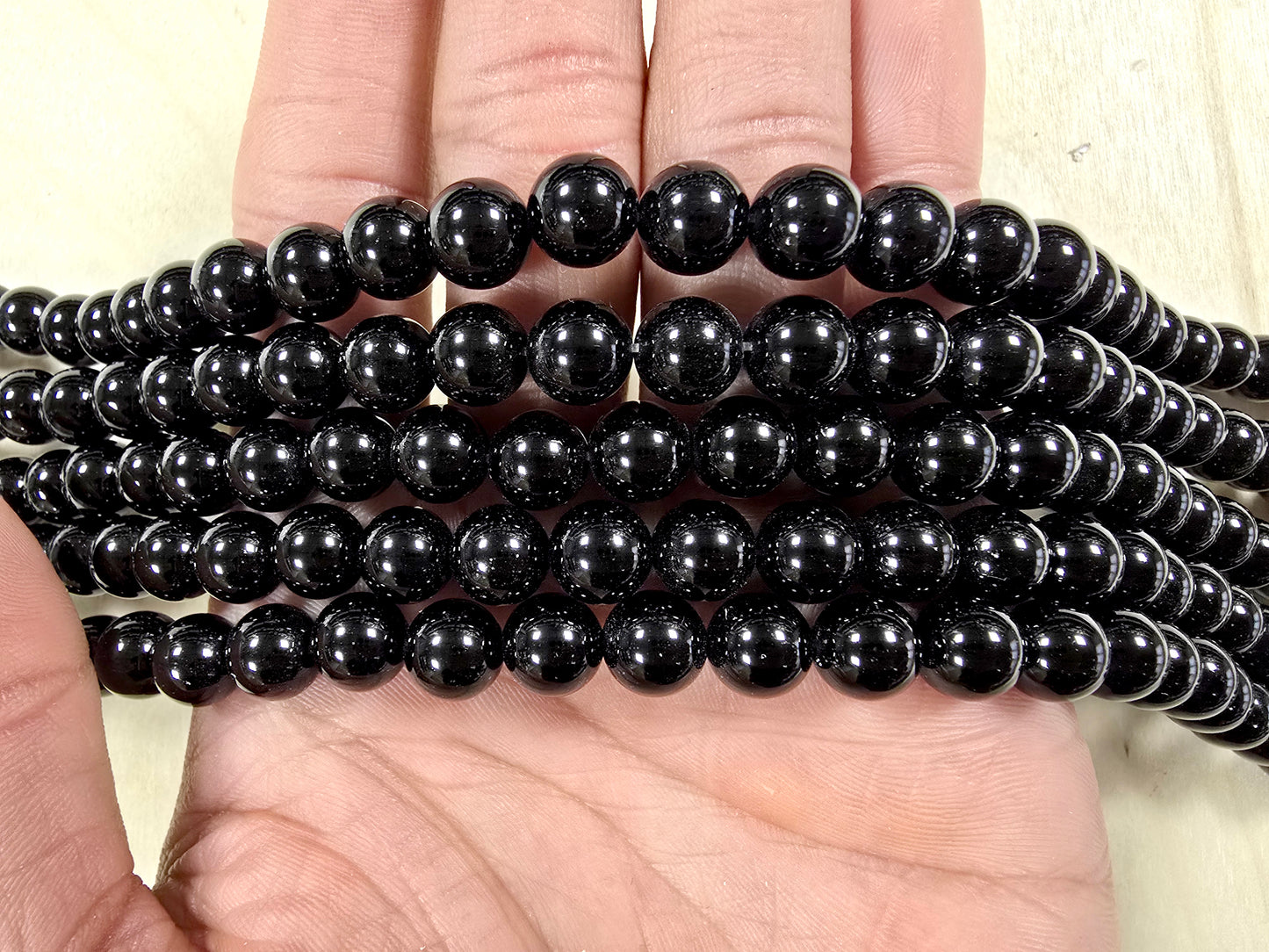 Obsidian Round Beads in 16 inch Strand Smooth Glossy Finish