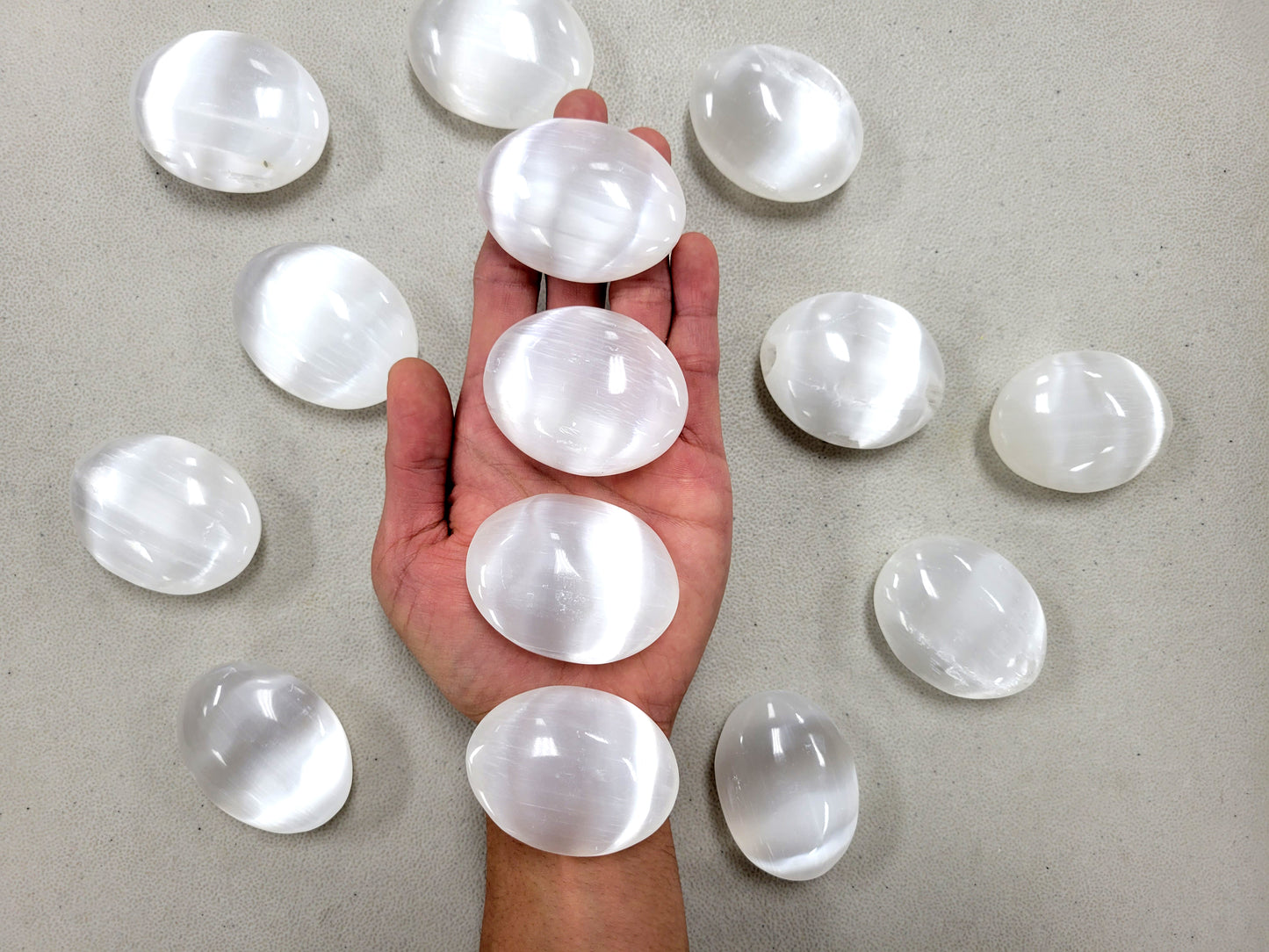 Selenite Palm Stones