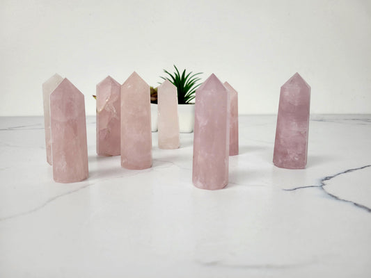 Rose Quartz Crystal Obelisk Tower Point