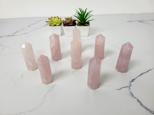 Rose Quartz Crystal Obelisk Tower Point