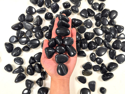 Tumbled Black Obsidian Stones 0.5" to 1.5"