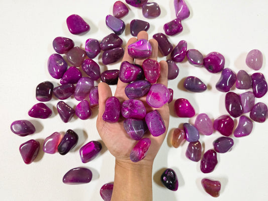 Tumbled Pink Agate Crystal Stones Bulk