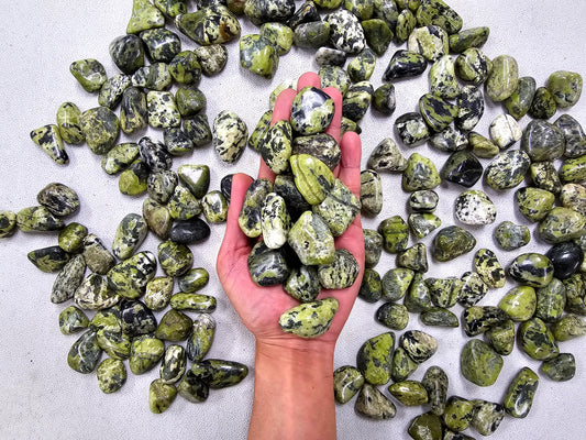 Tumbled Green Serpentine Crystal Stones from India