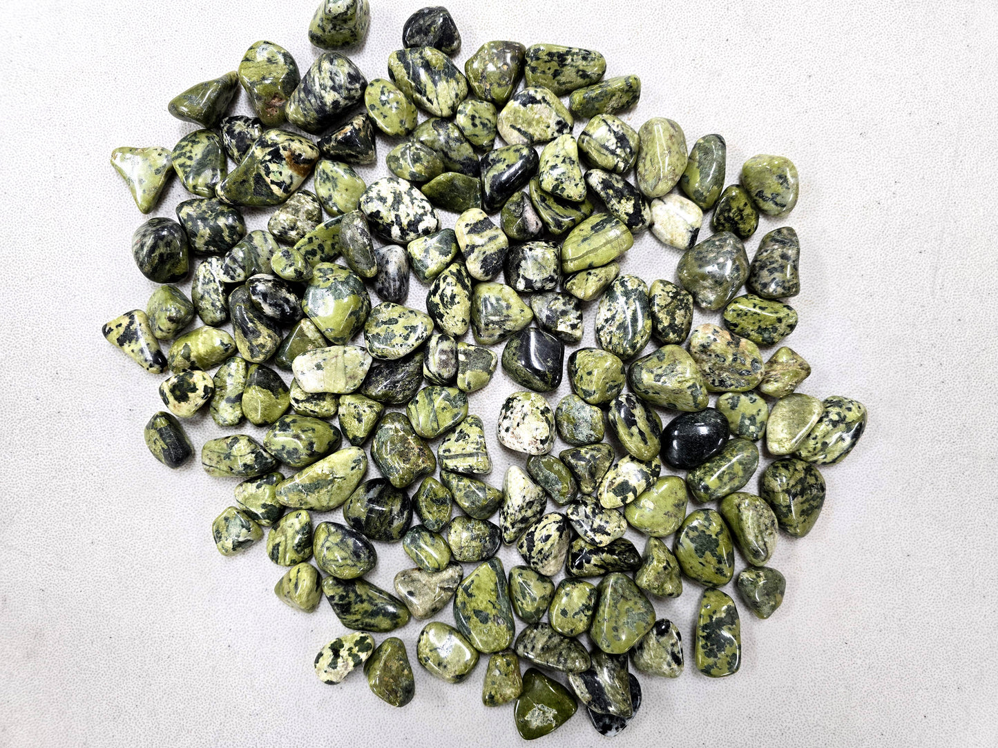 Tumbled Green Serpentine Crystal Stones from India