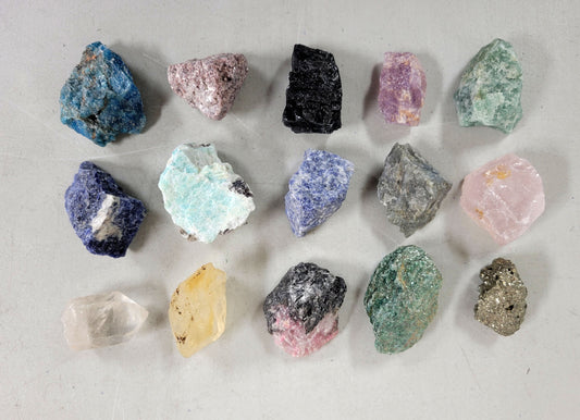 15 Raw Crystals Set - Mixed Rough Gemstones