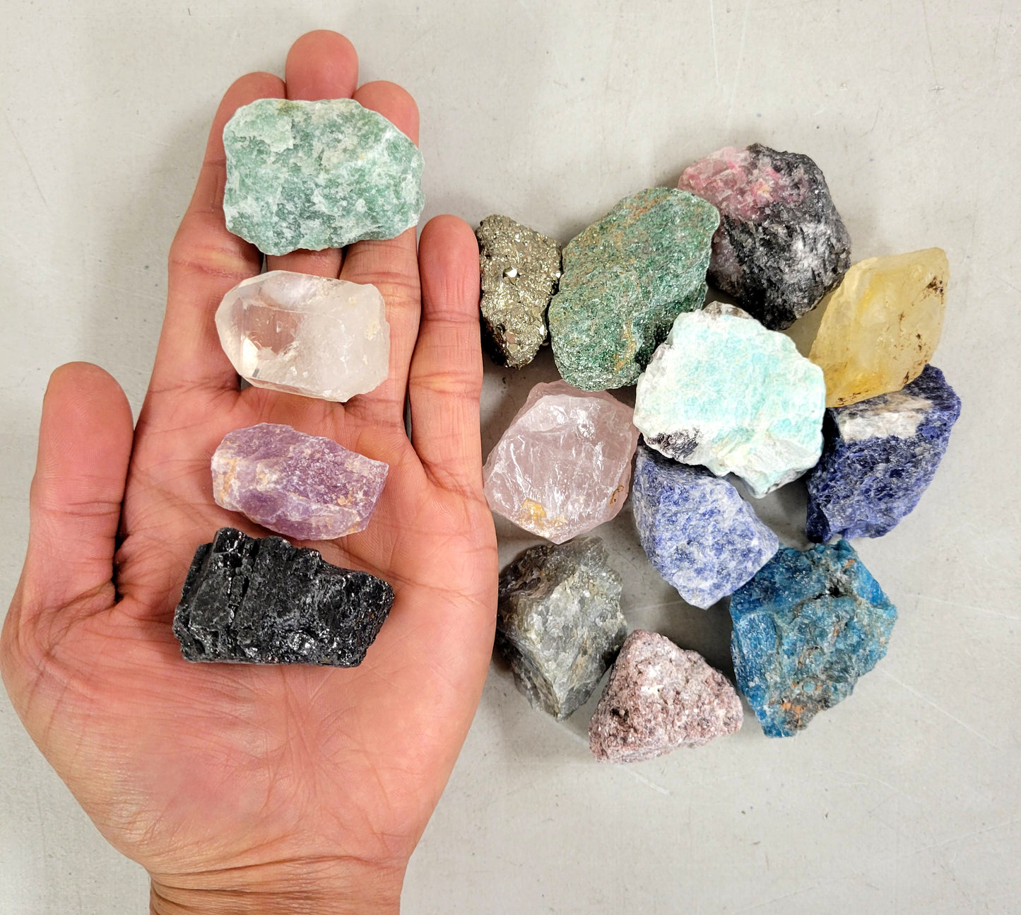 15 Raw Crystals Set - Mixed Rough Gemstones