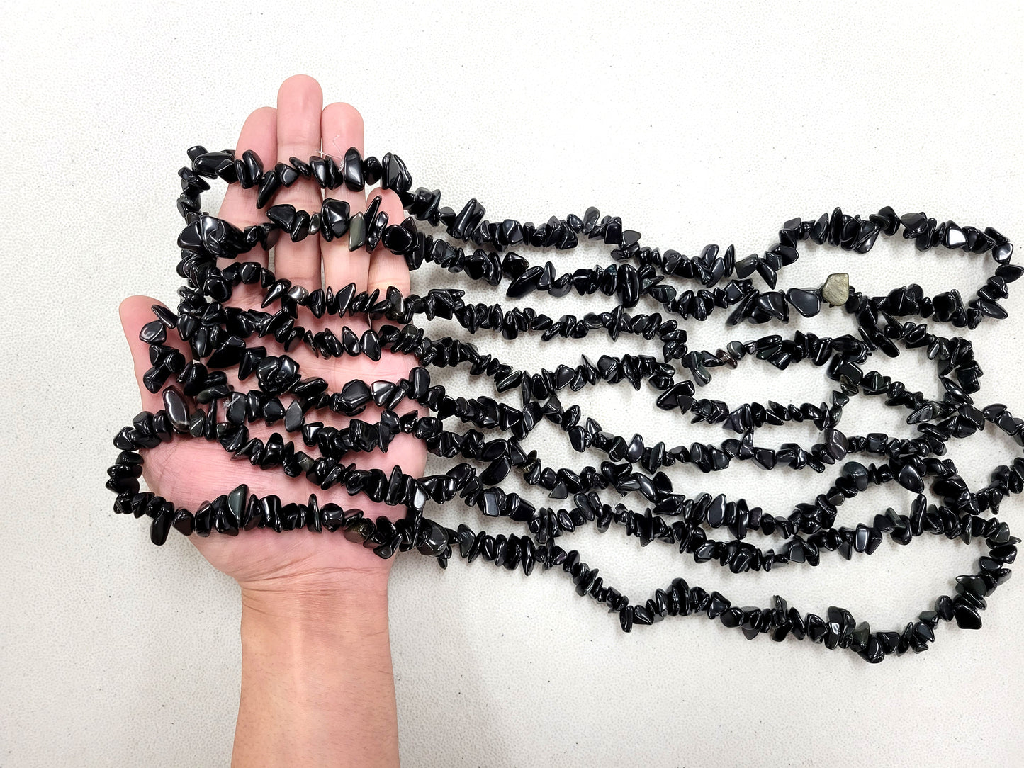 Black Obsidian Crystal Beads Drilled Gemstone Chips