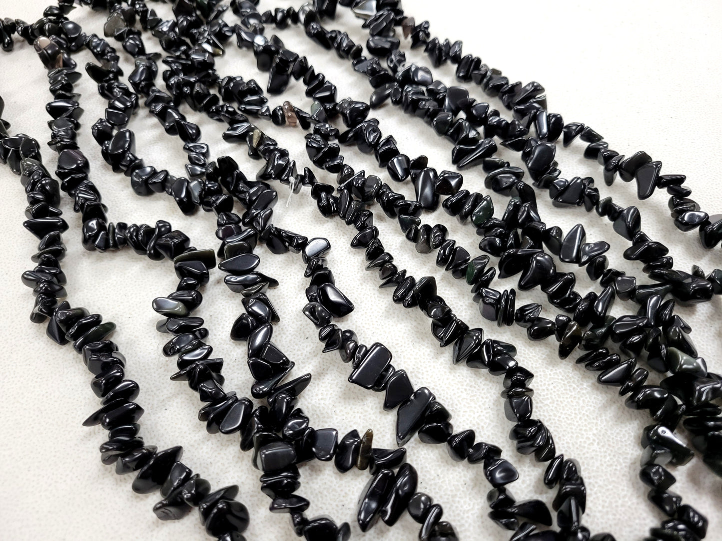 Black Obsidian Crystal Beads Drilled Gemstone Chips