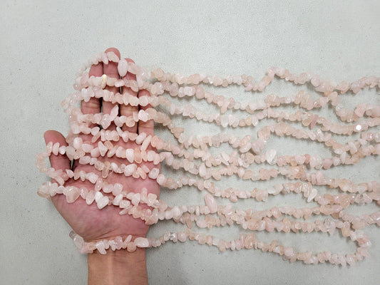 Rose Quartz Crystal Beads Drilled Gemstone Chips
