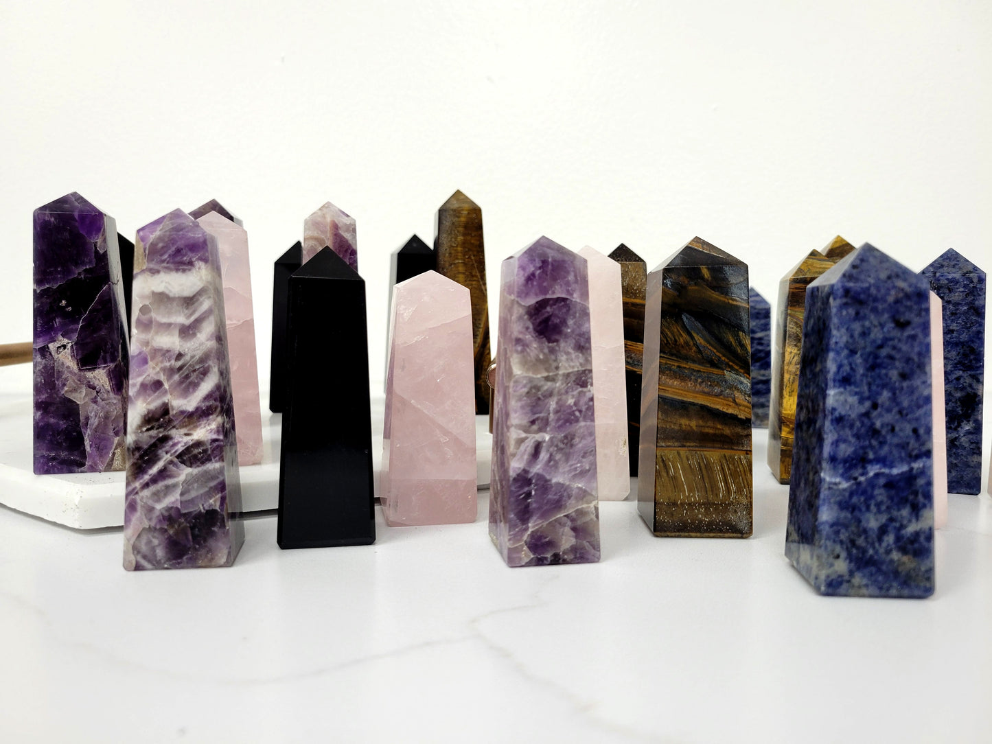 Hand Polished Crystal Tower Point Obelisk - 4 Sided