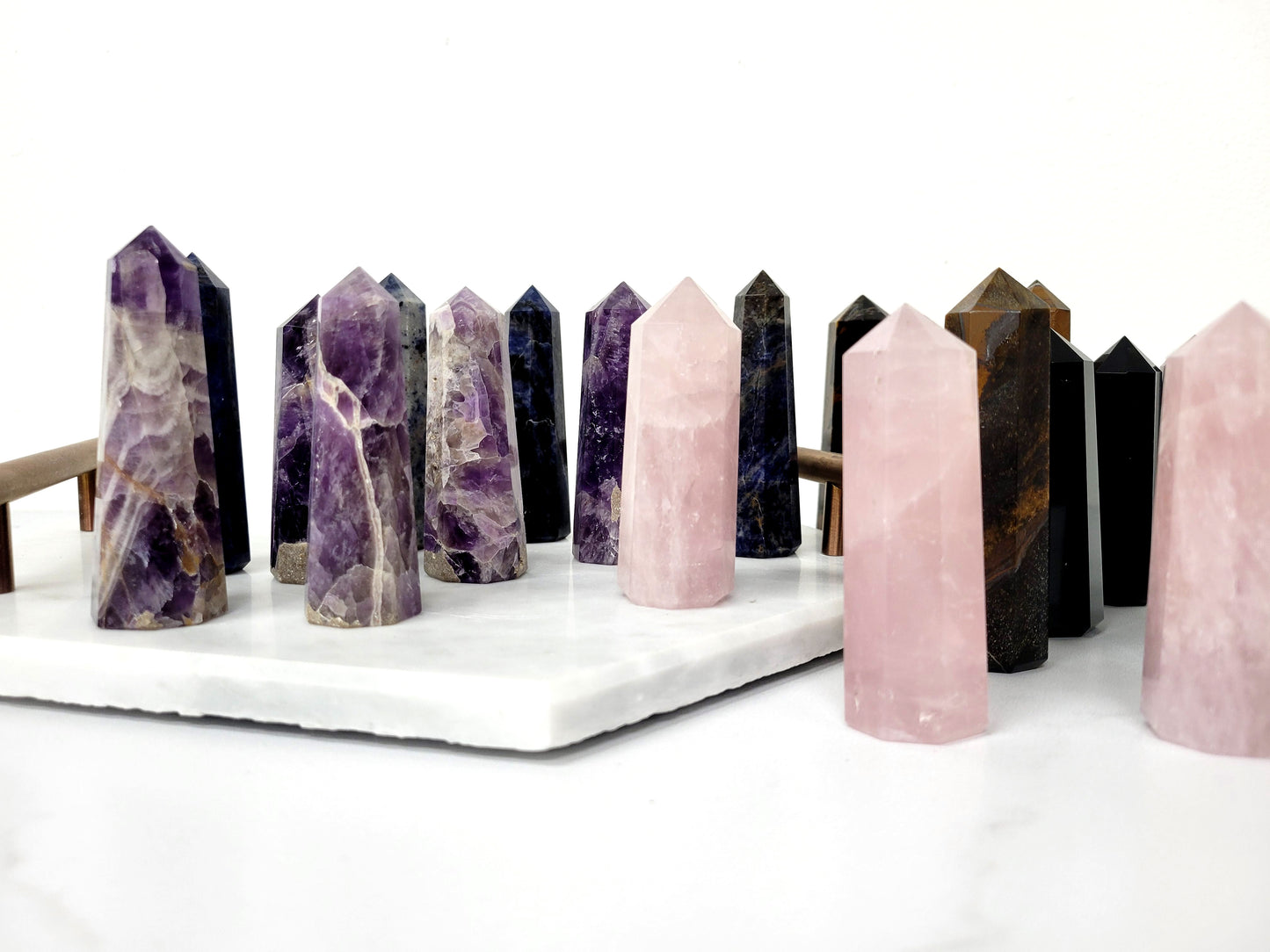 Hand-Polished Crystal Tower Point Obelisk - 8 sided