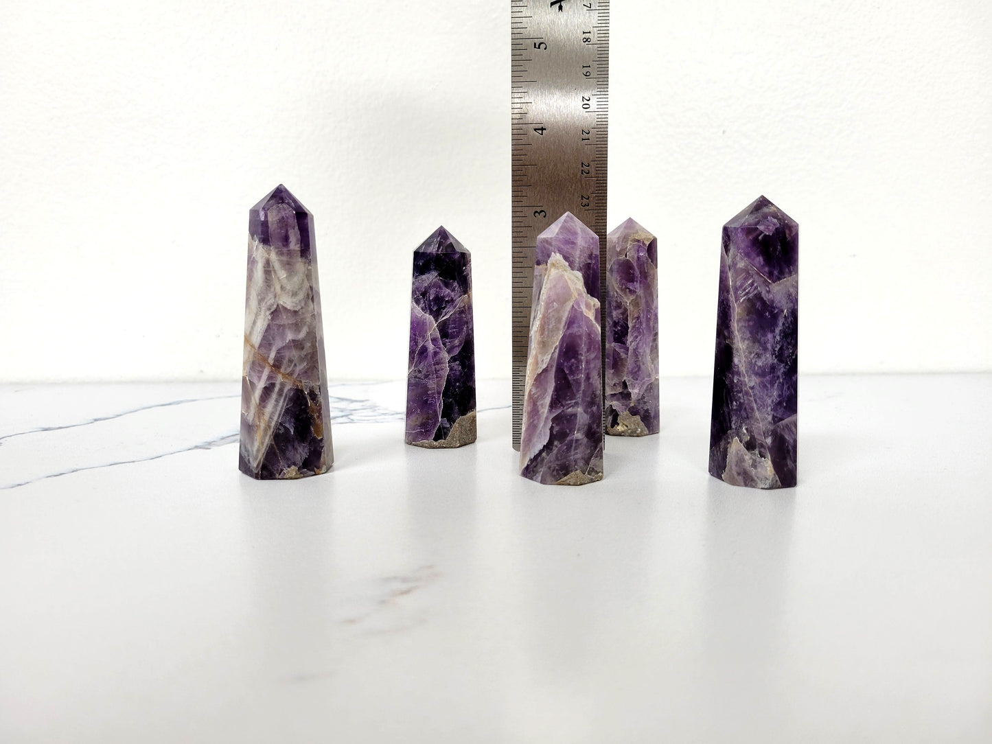 Hand-Polished Crystal Tower Point Obelisk - 8 sided