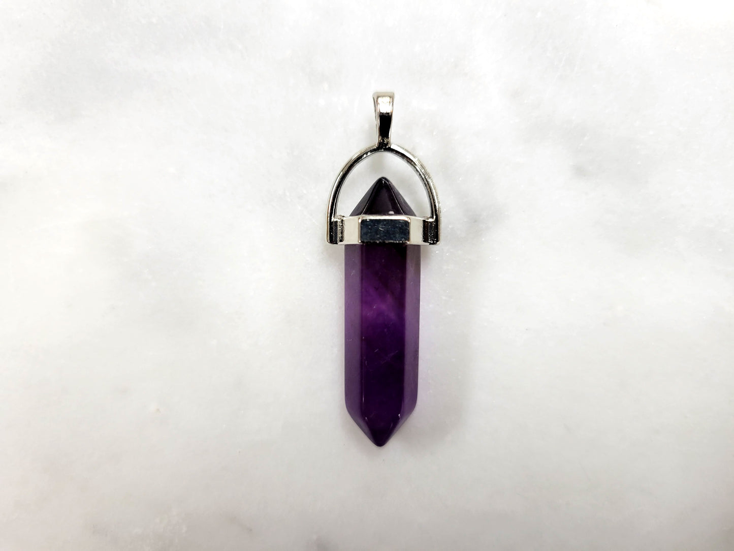 Amethyst Double Point Silver Plated Pendant