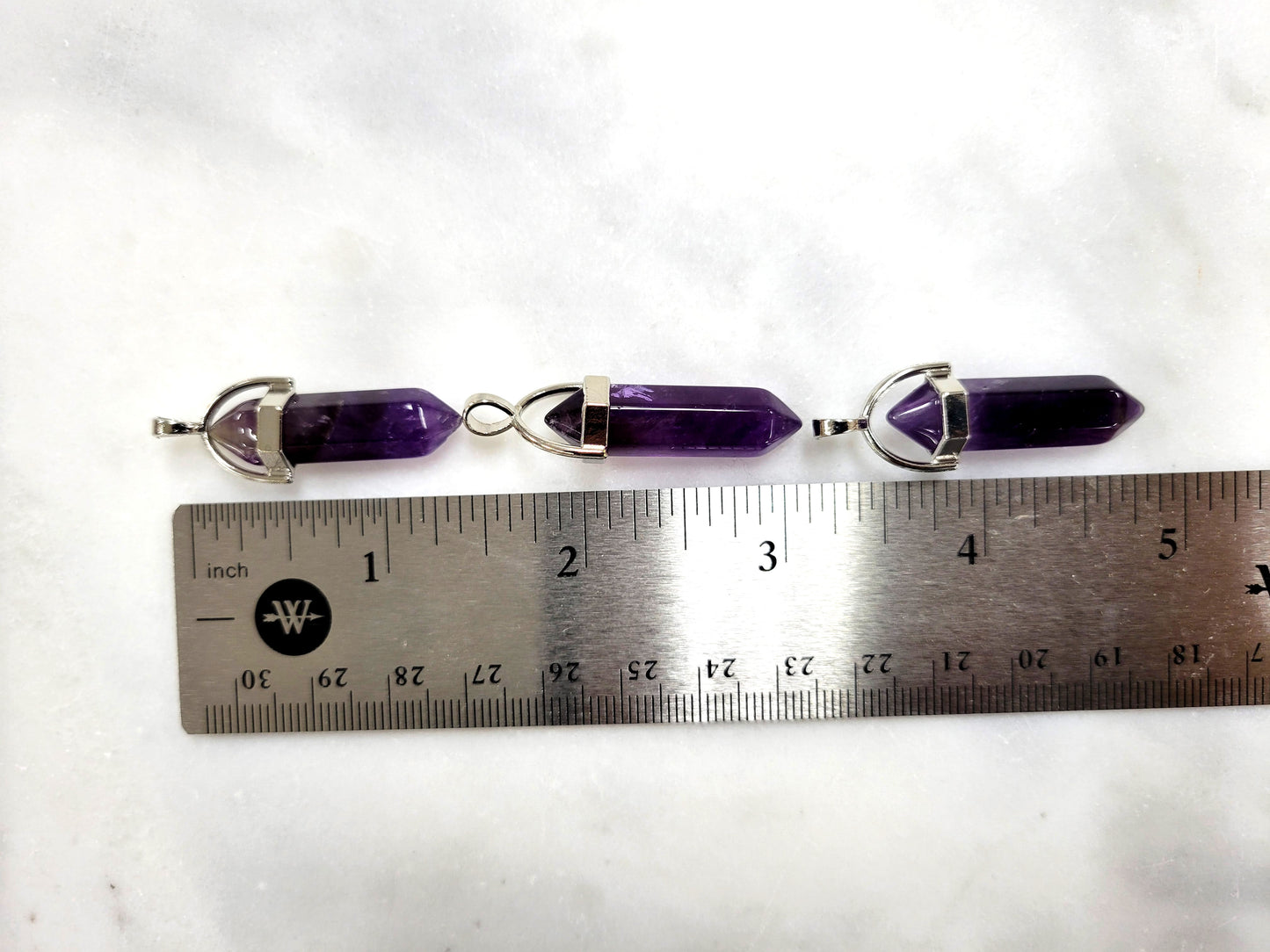 Amethyst Double Point Silver Plated Pendant