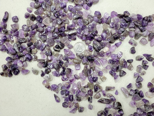 Drilled Tumbled Amethyst Chips