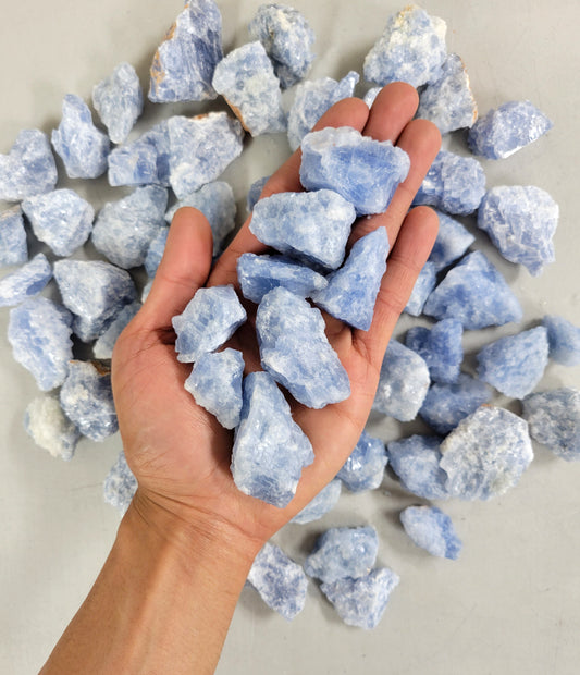 Blue Calcite Rough Stones Bulk