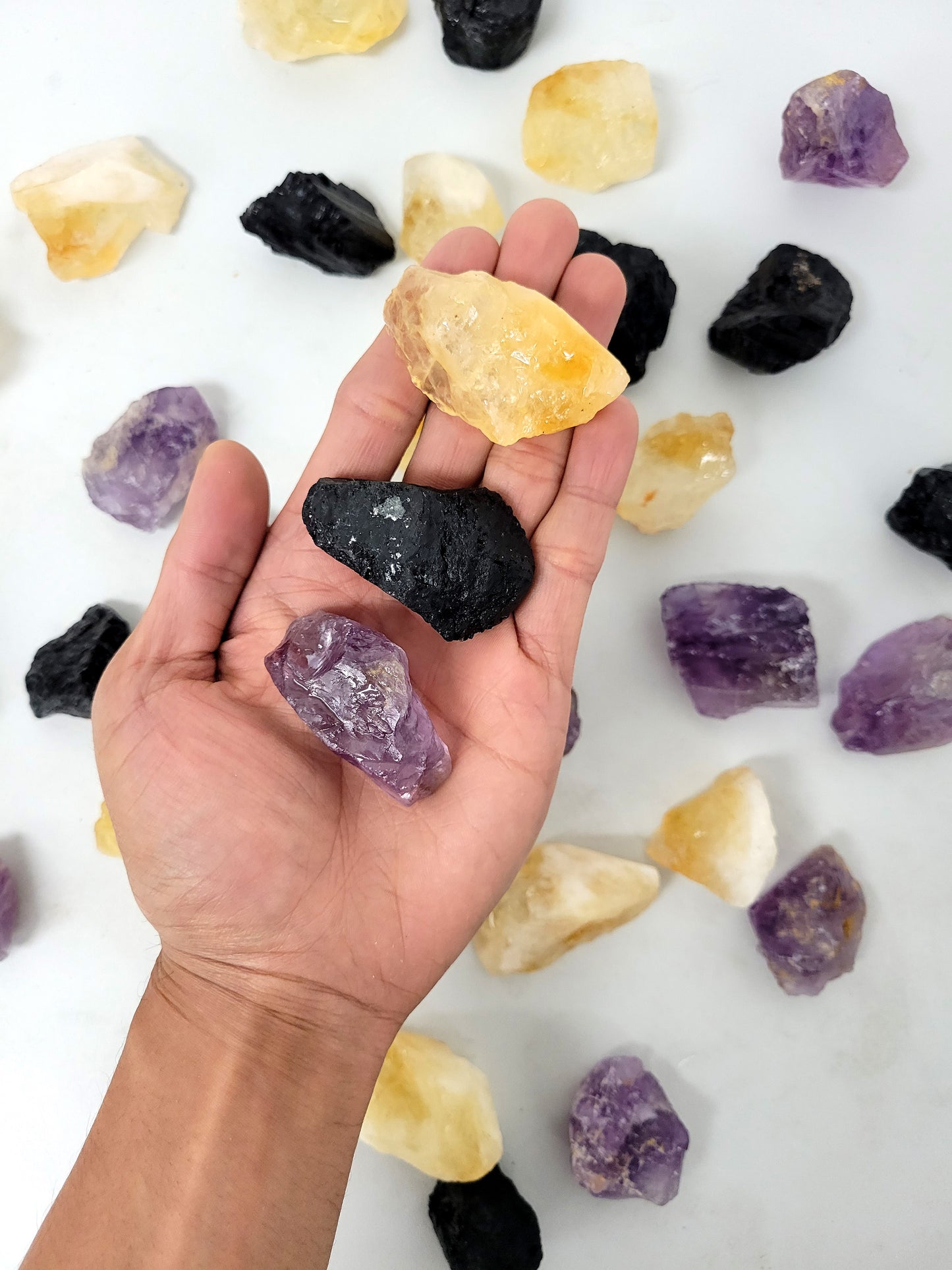 Citrine, Amethyst, Tourmaline - Healing Crystal Trio Set