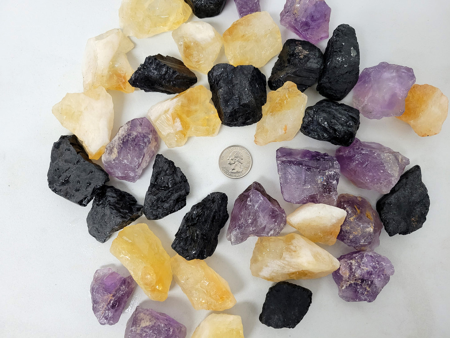 Citrine, Amethyst, Tourmaline - Healing Crystal Trio Set