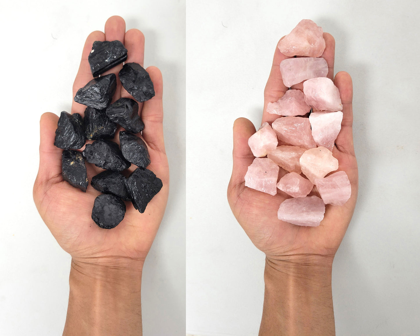 Black Tourmaline & Rose Quartz Combo - 1 LB to 2 LBS Bulk Rough Stones