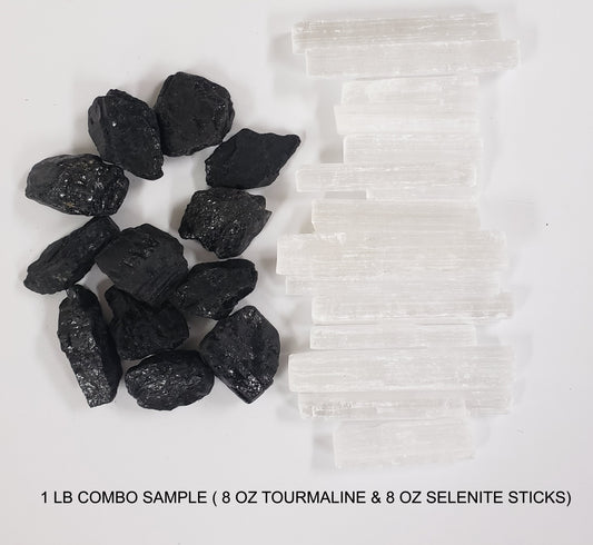 Selenite & Black Tourmaline - 1 LB to 2 LBS combo
