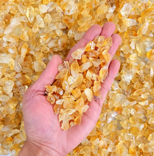 Crushed Raw Citrine Crystals - Tiny Pieces Bulk