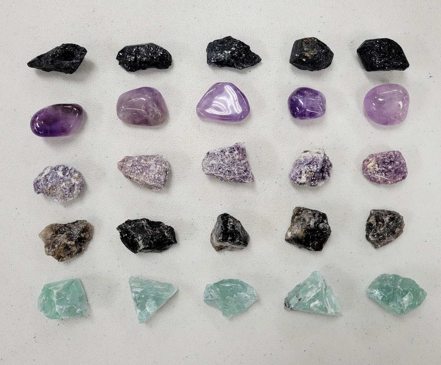 Crystals for Empath - Tourmaline, Amethyst, Lepidolite, Smoky Quartz, Fluorite