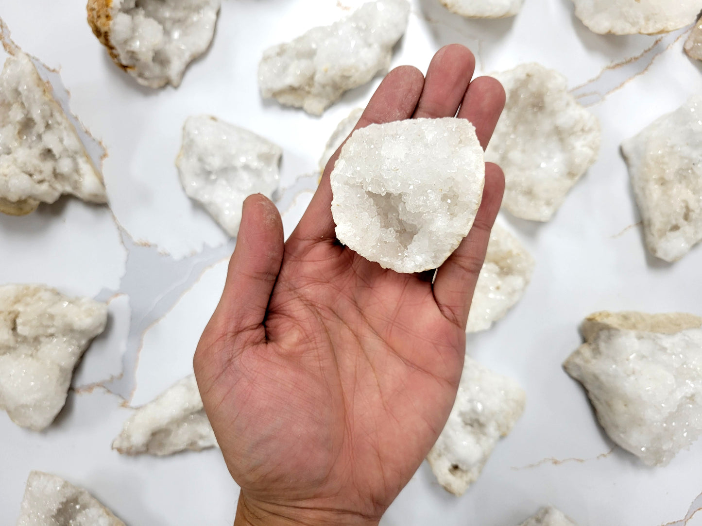 Moroccan Crystal Druzy Opened Half Geode