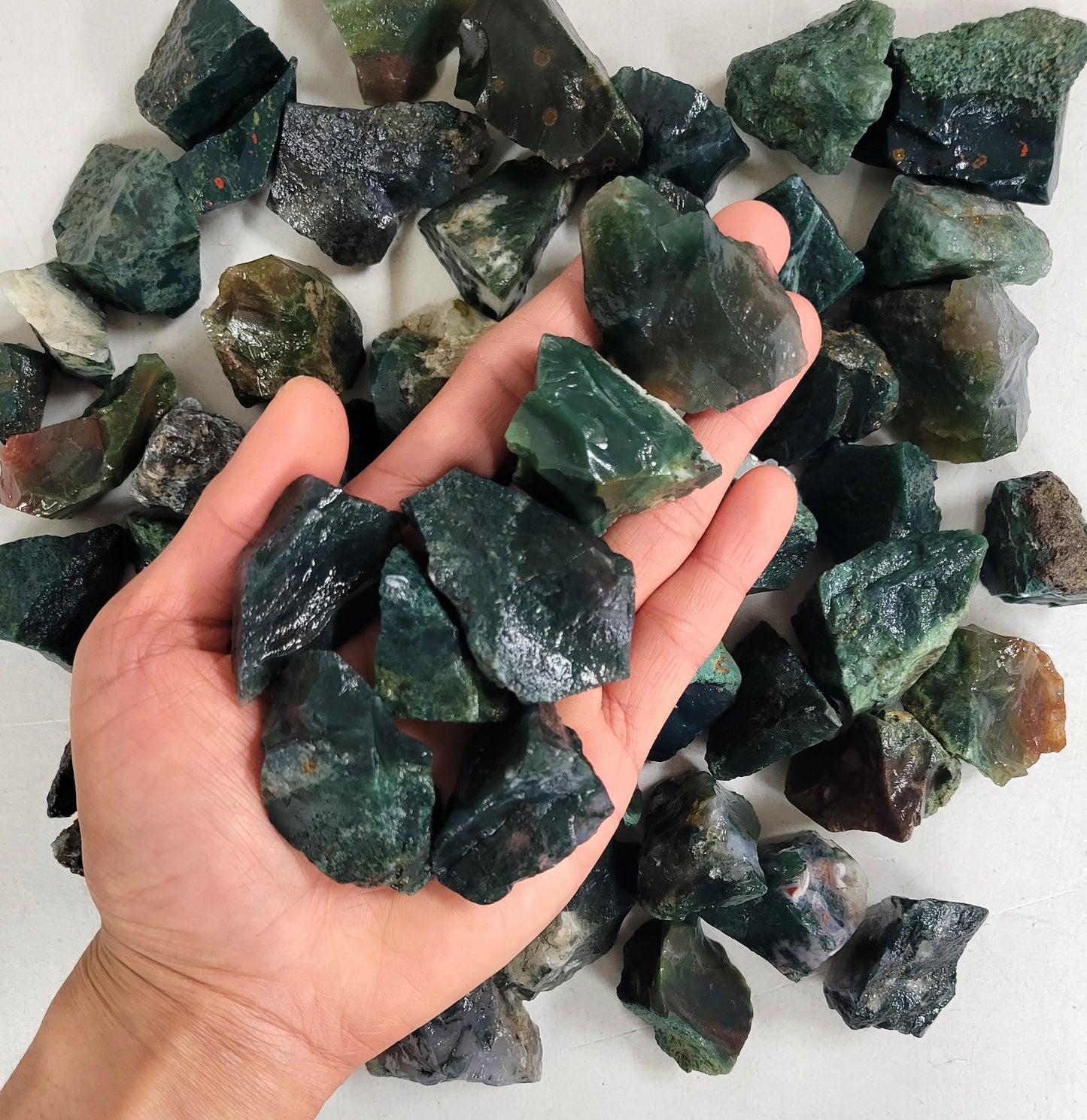 Moss Agate Crystals - Rough Stones Bulk