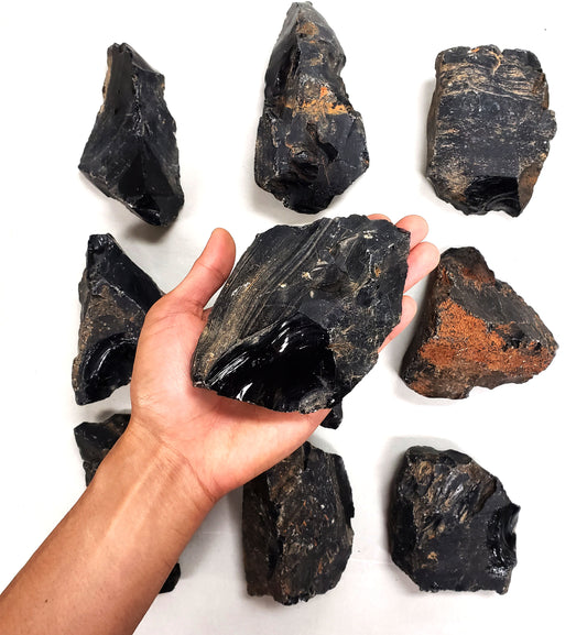 Large Raw Black Obsidian Specimen - 1 LB to 6 LBS