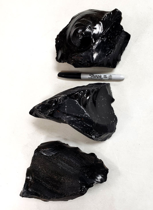 Large Raw Black Obsidian Specimen - 1 LB to 6 LBS