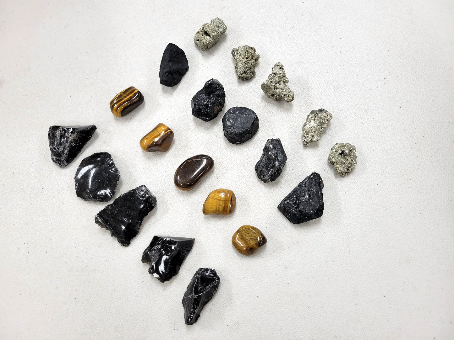 Crystals For Protection- Tourmaline, Black Obsidian, Pyrite, Tiger's Eye