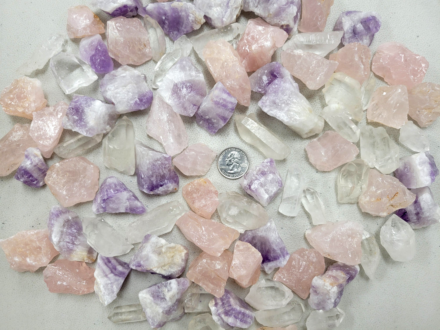 Rough Quartz Crystals Bulk - Amethysts, Rose Quartz, Quartz Points