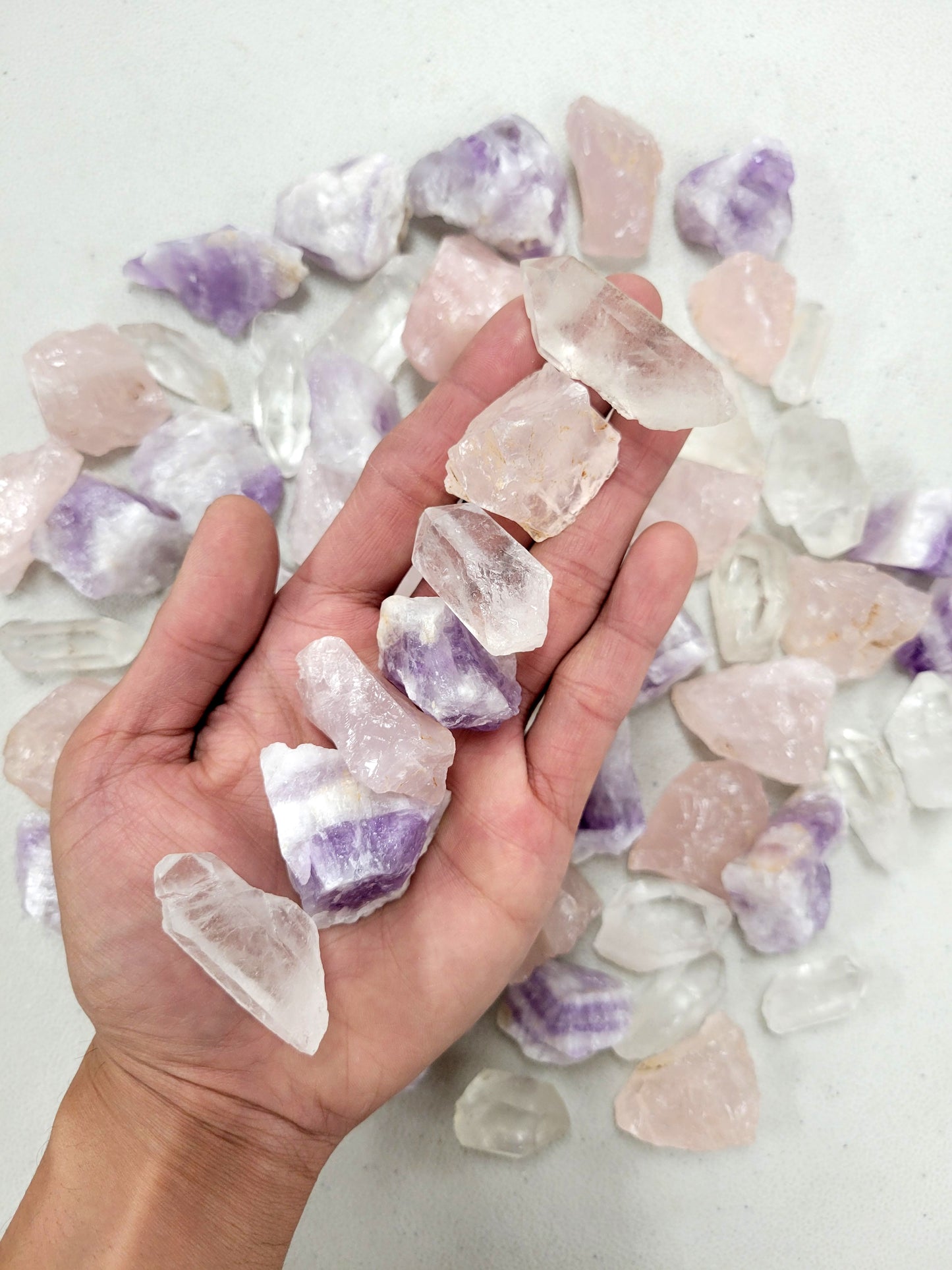 Rough Quartz Crystals Bulk - Amethysts, Rose Quartz, Quartz Points