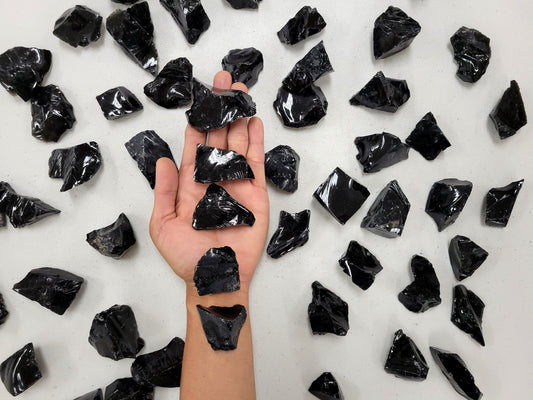 Black Obsidian Stone Chunks - Bulk Raw Crystals